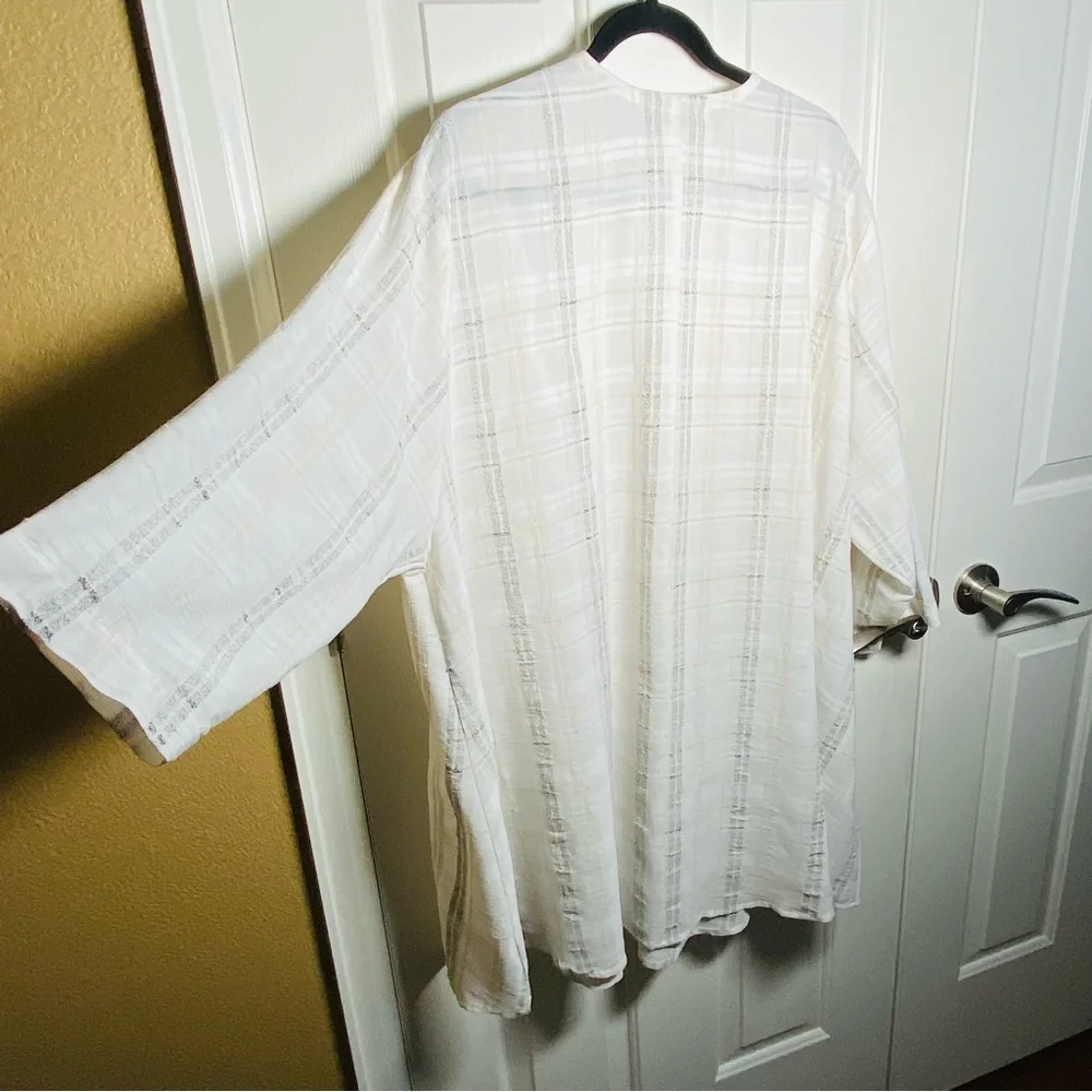 Lida Caputo Y2K Vintage Linen Blend Top Swim Cover Up Women's Plus size 2X - Picture 4 of 9